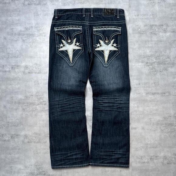 Y2K Victorious Urban Couture 00s Star Embroidered 00s Jeans